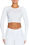 N By Naked Wardrobe Rib Crewneck Long Sleeve Crop Top In White