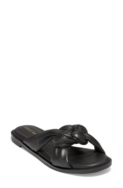 Cole Haan Anica Lux Knotted Slide Sandal In Black Ltr