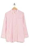 Madewell The Signature Poplin Springy Stripe Oversize Button-up Shirt In Shaded Pink