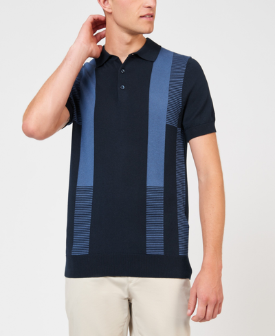 Ben Sherman Men's Intarsia Stripe Polo Shirt In Dark Navy
