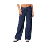 Edikted Rocksi Low Rise Wide Leg Jeans In Navy