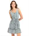 Belle & Bloom Rendezvous Denim Mini Dress In Stonewash