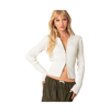 Edikted Ray Cable Stitch Hooded Crop Jacket In Cream