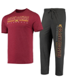 CONCEPTS SPORT MEN'S CONCEPTS SPORT HEATHERED CHARCOAL, MAROON MINNESOTA GOLDEN GOPHERS METER T-SHIRT AND PANTS SLE