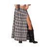 Edikted Women's Plaid Side Slit Tiered Maxi Skirt In Black-and-white