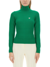 Casablanca Ribbed High-neck Jumper In Green