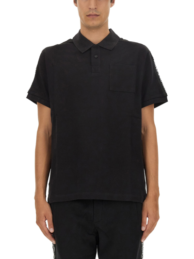 Versace Jeans Couture Logo-tape Cotton Polo Shirt In Black