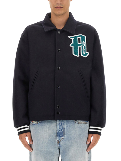 Aries Wool Varsity Jacket In Blue