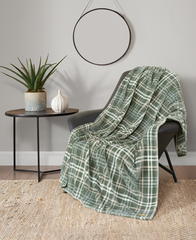 Lucky Brand Camper Plaid Cozy Plush Throw Blanket, 50" X 70" In Green