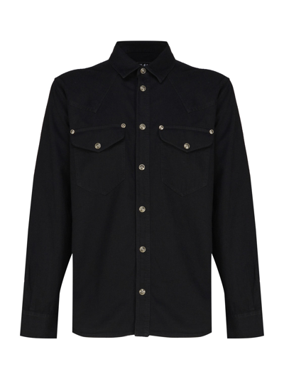 Versace Jeans Couture Cotton Shirt With Studs In Black