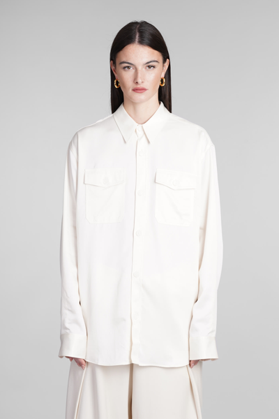 Ami Alexandre Mattiussi Long-sleeved Shirt In Natural_white