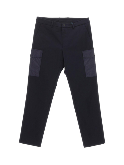 Moncler Logo Patch Cargo Trousers In Blue