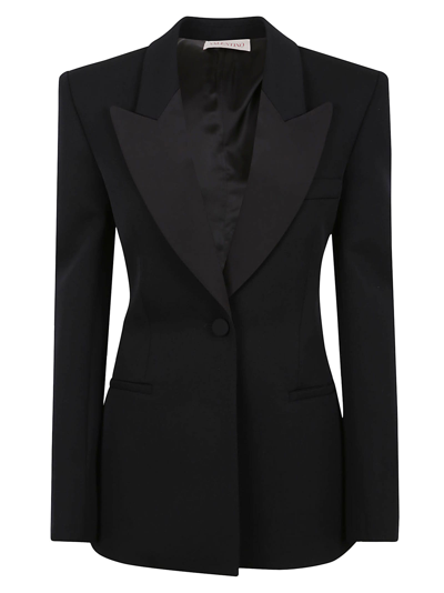 Valentino Peak-lapel Grisaille Blazer In Black