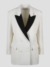 Valentino Colour-block Double-breasted Blazer In White