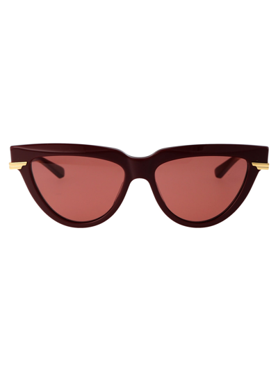 Bottega Veneta Bv1265s Burgundy Sunglasses In 003 Burgundy Gold Red