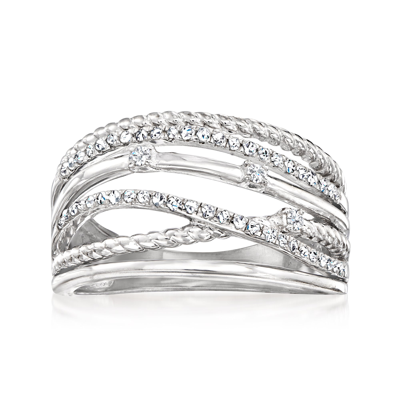 Ross-simons Diamond Highway Ring In Sterling Silver In White