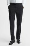 Reiss Black Modern Fit Wool Blend Trousers