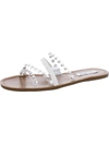 Steve Madden Attentive Womens Embellished Slip-on Slide Sandals In Multi