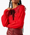 FREE PEOPLE HOLD ME CLOSER SWEATER IN RED GARNET COMBO