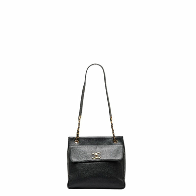 Pre-owned Chanel Coco Mark Leather Shoulder Bag () In Black