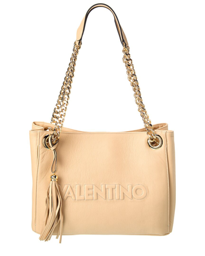 Valentino By Mario Valentino Luisa Embossed Leather Shoulder Bag In Beige