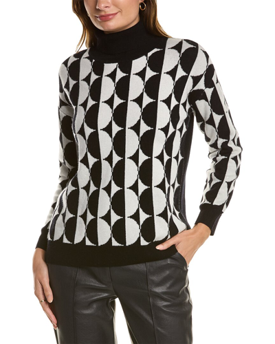 Kier + J Printed Turtleneck Wool & Cashmere-blend Sweater In Black