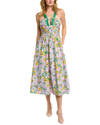 Amur Leone Floral Cotton Keyhole Halter Midi Dress In Purple
