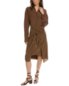 Theory Sarong Draped Shirtdress In Brown