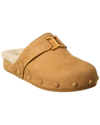 Chloé Marcie Embellished Shearling-lined Nubuck Slippers In Brown