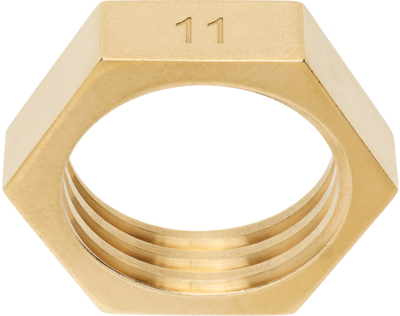 Maison Margiela Gold Nut Thin Ring In 950 Yellow Gold Plat