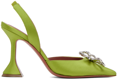 Amina Muaddi Green Rosie Sling 95 Heels In Olivine