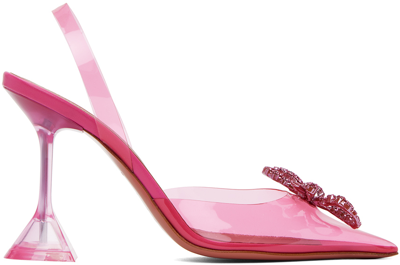 Amina Muaddi Pink Rosie Glass Sling 95 Heels In Rose