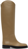 JIL SANDER TAN ASYMMETRIC BOOTS