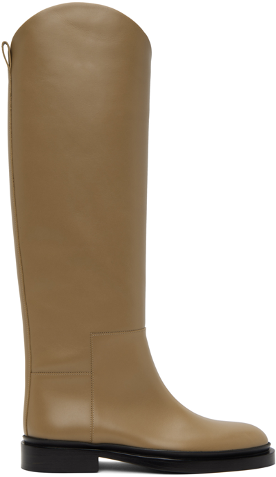 Jil Sander Tan Asymmetric Boots In Beige