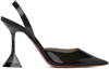 Amina Muaddi Holli Pointed-toe Leather Slingback Heels In Black
