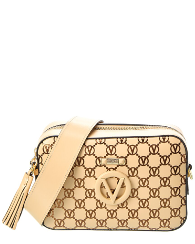 Valentino By Mario Valentino Babette Monogram Leather Crossbody In Beige