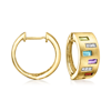 Ross-simons Multi-gemstone Hoop Earrings With Diamond Accents In 14kt Yellow Gold In Multi