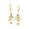 Ross-simons 18kt Gold Over Sterling Christmas Tree Snowflake Drop Earrings With Gemstone Accents In Red