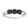 Vir Jewels 1 Ct 3 Stone Black Diamond Ring Criss Cross Design Sterling Silver In Silver