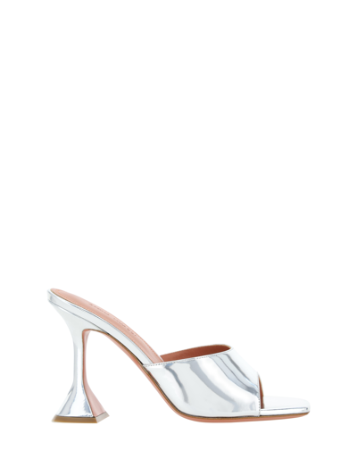 Amina Muaddi Ssense Exclusive Silver Lupita Slipper 95 Heeled Sandals