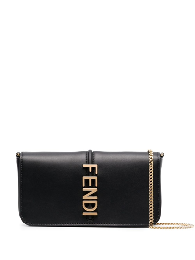 Fendi Black Graphy Leather Cross Body Bag