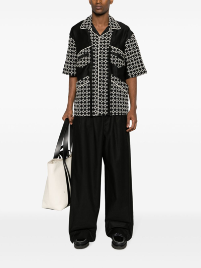Nicholas Daley Geometric-pattern Print Cotton-blend Shirt In Black