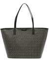 Tory Burch 'ever Ready' Black Tote Bag With Logo Patch On The Front And All-over Double T Motif In Black