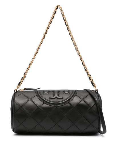 Tory Burch Fleming Quilted-leather Shoulder Bag In Black