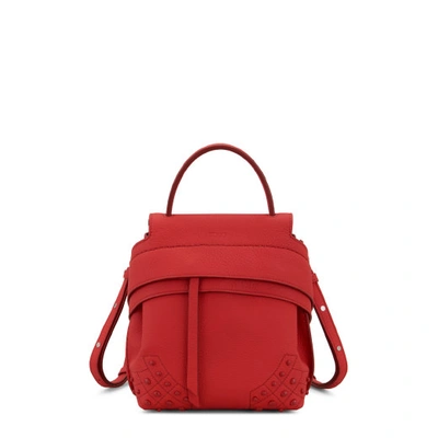 Tod's Mini Wave Leather Backpack In Red