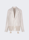 Johanna Ortiz Unfolded Moment Embroidered Linen Blazer In Ecru