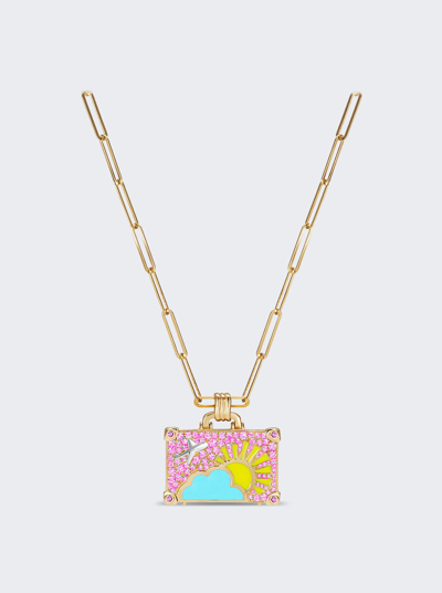 Nevernot Pink Sapphire Small Suitcase Necklace In 14k Gold