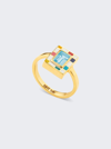 Nevernot Mini Chess Ring In 14k Gold And Blue Topaz