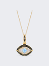 Nevernot Life In Colour Eye Pendant Necklace In Diamond, Blue Topaz, And Black Enamel