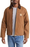 Carhartt Detroit Organic Cotton Canvas Worker Jacket In Brown Tobacco Heavy Stone Wash
